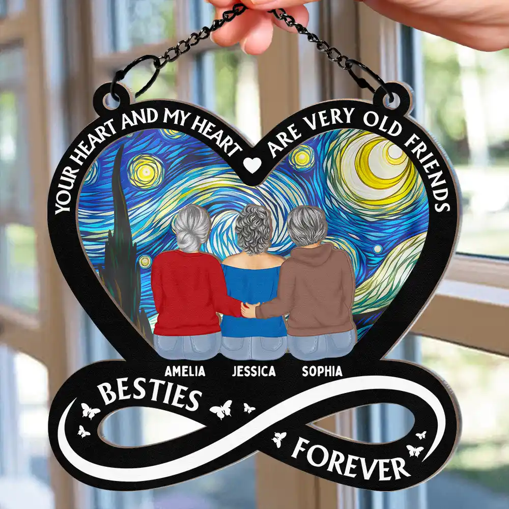 Your Heart And My Heart Are Very Old Friends Friendship - Personalized Window Hanging Suncatcher Ornament - Image 2