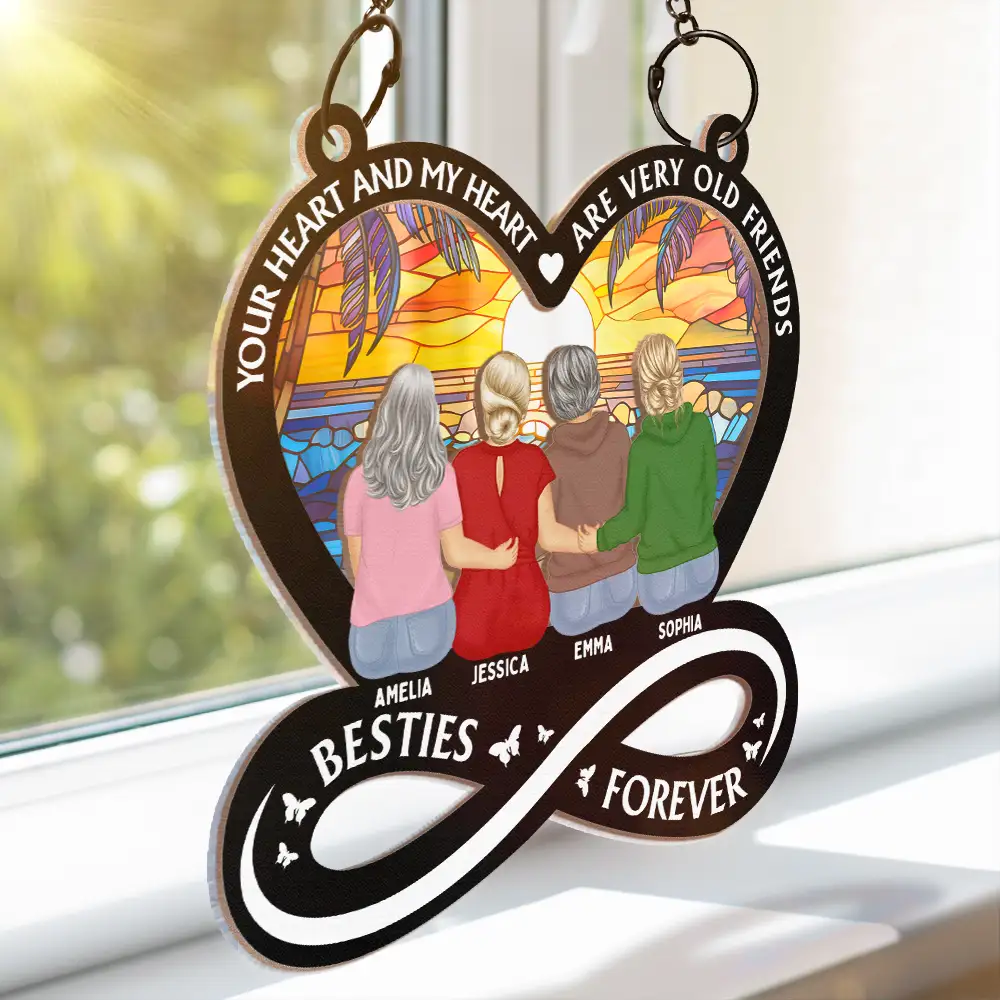 Your Heart And My Heart Are Very Old Friends Friendship - Personalized Window Hanging Suncatcher Ornament - Image 3