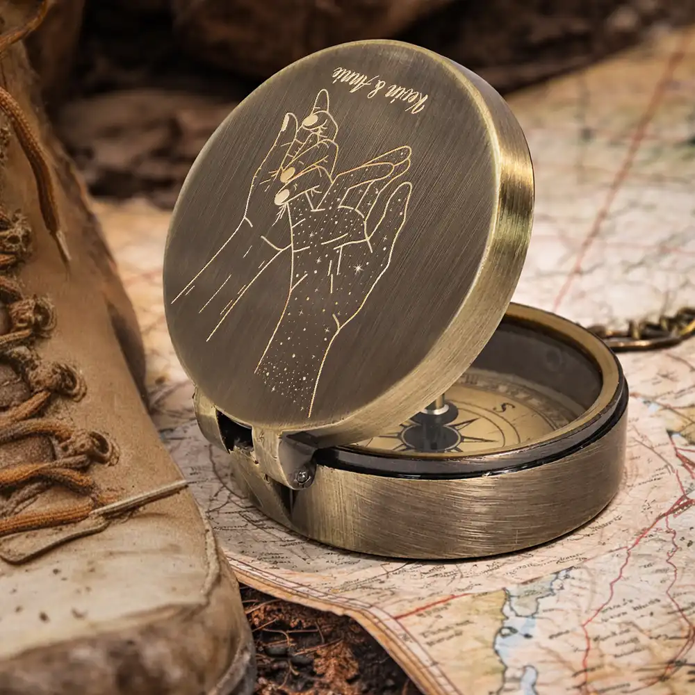 Your Last Everything Couple - Personalized Engraved Brass Compass - Image 5