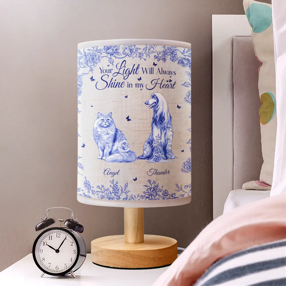 Your Light Will Always Shine In My Heart Memorial Dog Cat - Personalized Fabric Lamp - Image 2
