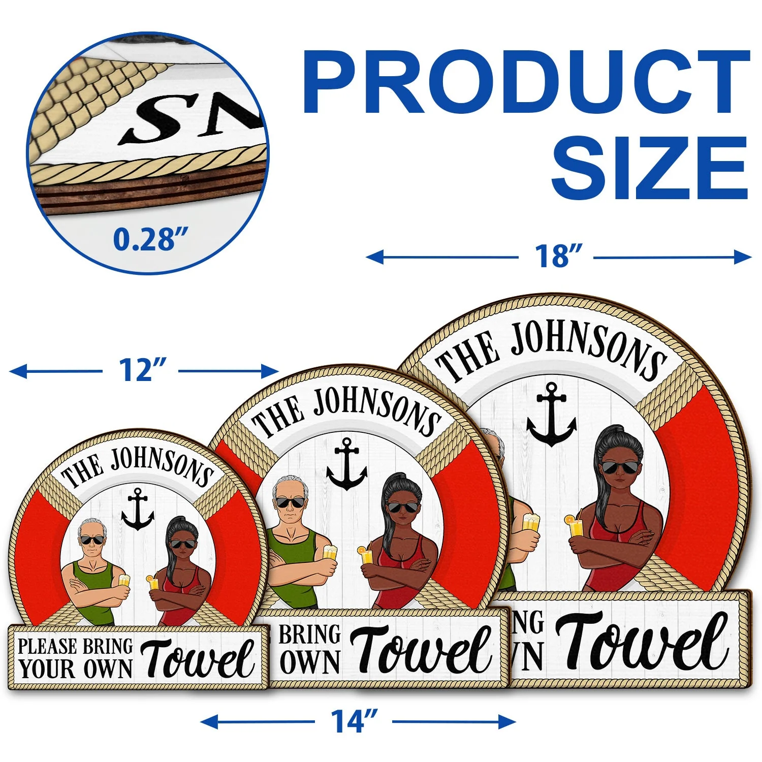 Your Own Towel - Swimming Pool Decoration For Couple - Personalized Custom Shaped Wood Sign - Image 5
