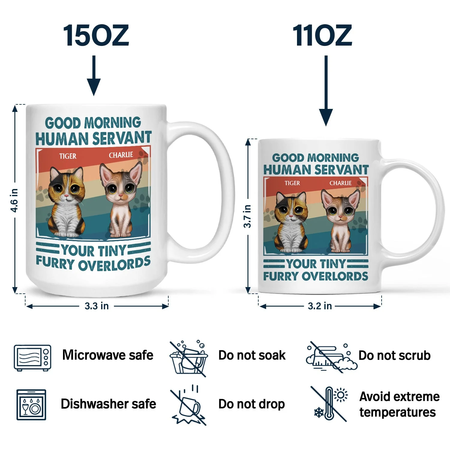 Your Tiny Furry Overlords - Gift For Cat Lovers, Cat Mom, Cat Dad - Personalized Mug - Image 4