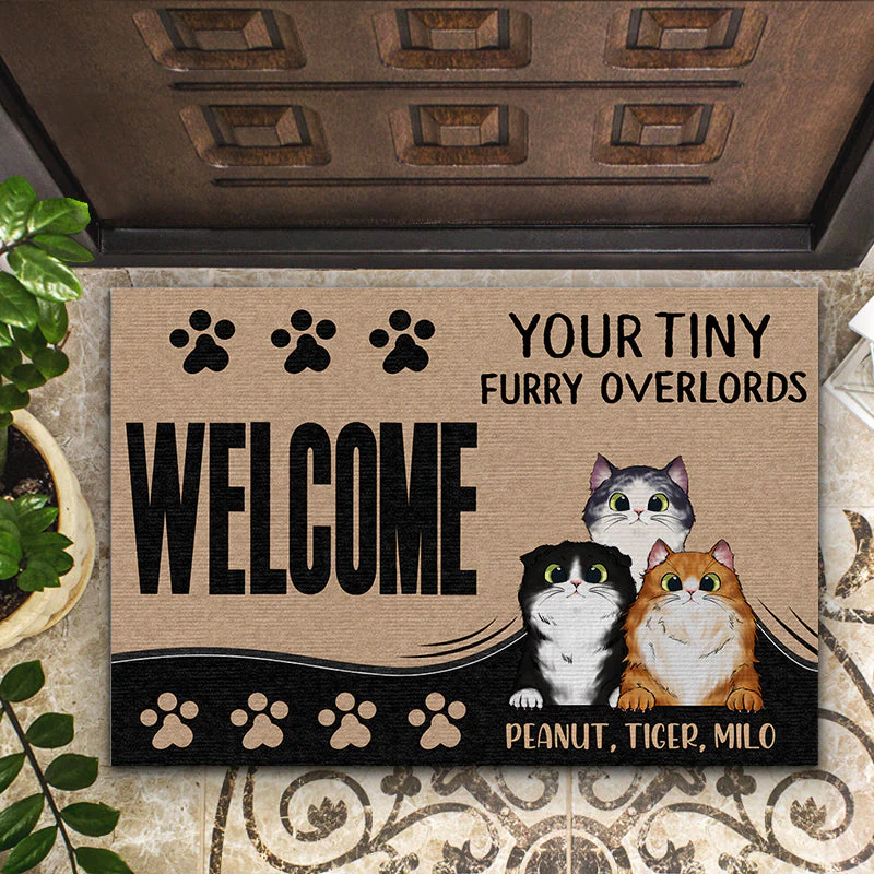Your Tiny Furry Overlords - Gift For Cat Lovers - Personalized Custom Doormat - Image 2