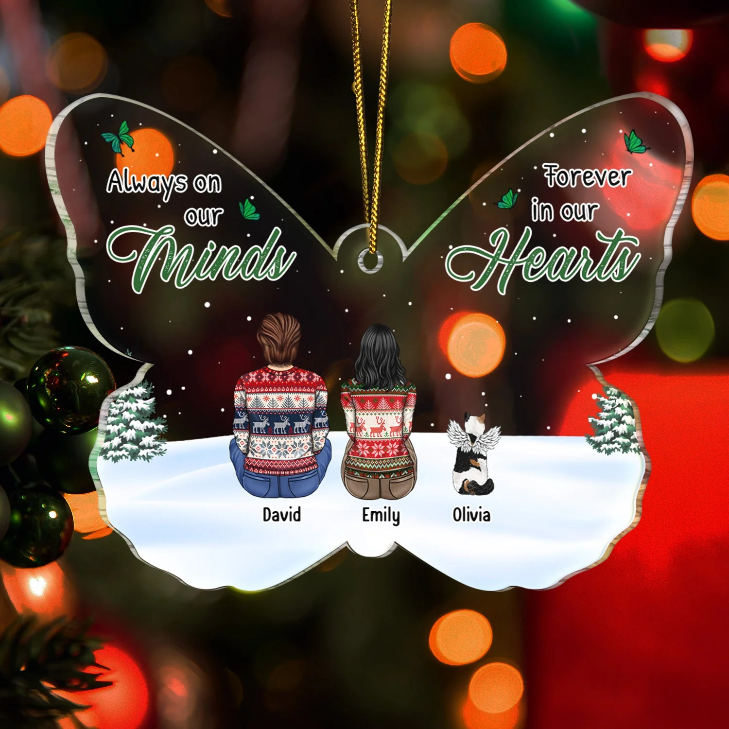 Your Wings Were Ready But My Heart Was Not Butterfly Shape - Christmas Keepsake, Dog Cat Pet Memorial Gift - Personalized Custom Shaped Acrylic Ornament - Image 3