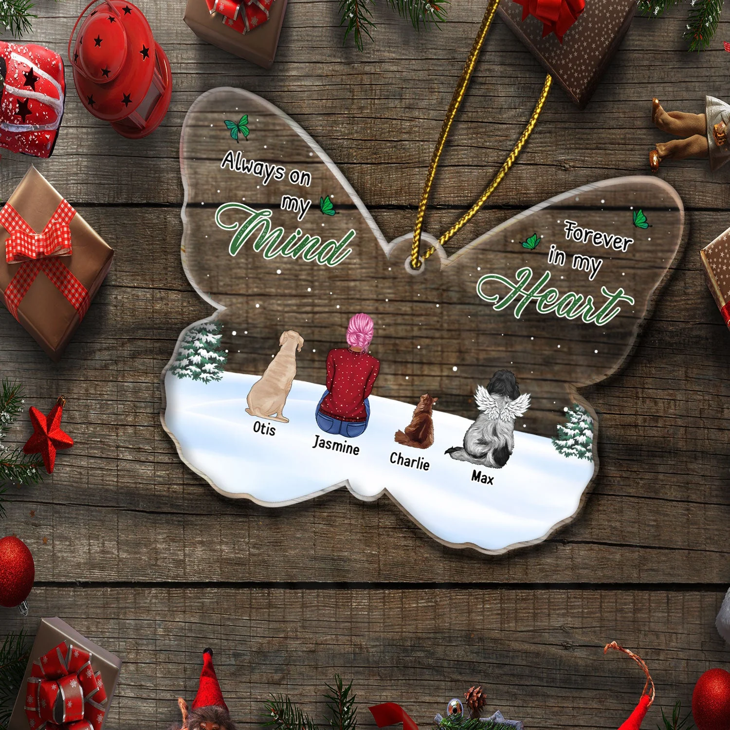 Your Wings Were Ready But My Heart Was Not Butterfly Shape - Christmas Keepsake, Dog Cat Pet Memorial Gift - Personalized Custom Shaped Acrylic Ornament - Image 5