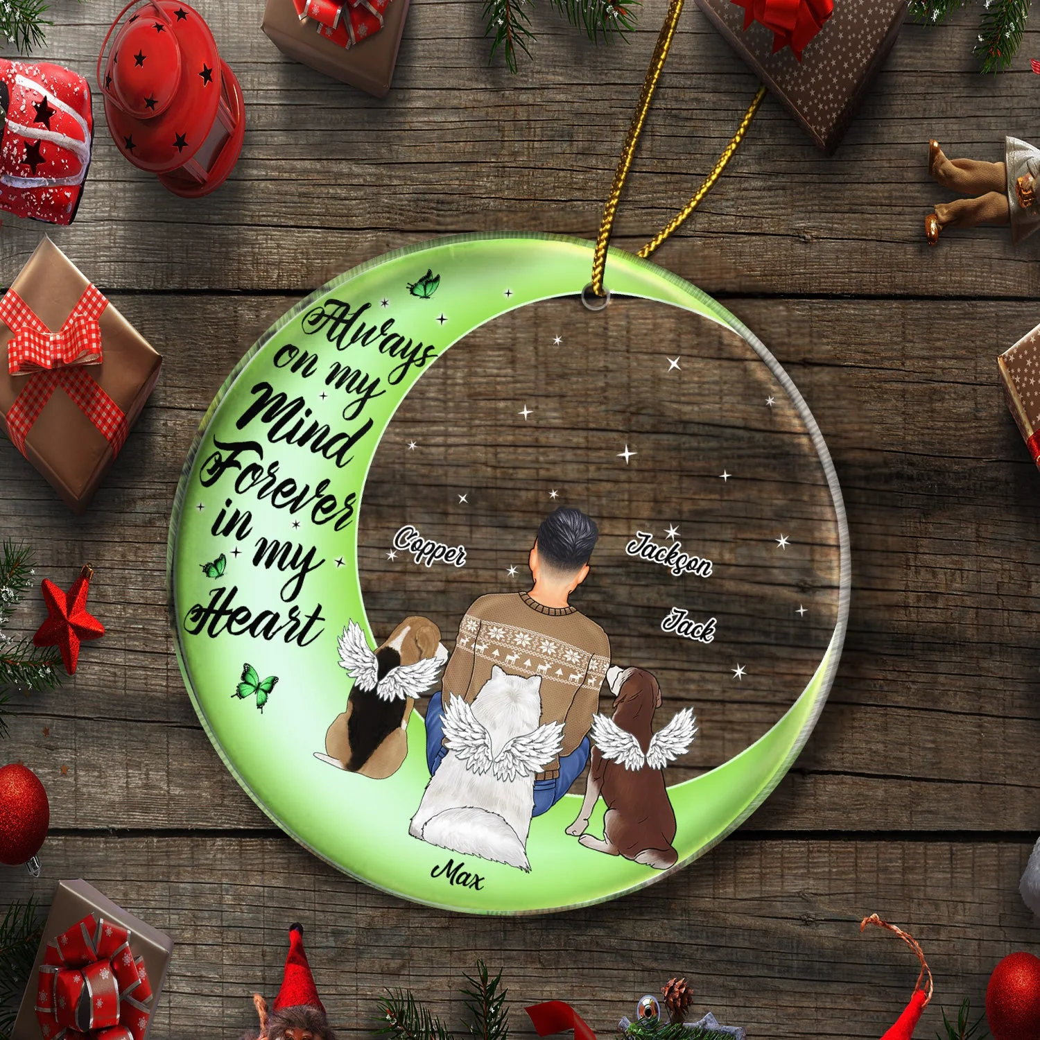 Your Wings Were Ready But My Heart Was Not - Christmas Memorial Gift For Pet Lovers, Dog Mom, Dog Dad, Cat Mom, Cat Dad - Personalized Circle Acrylic Ornament - Image 5