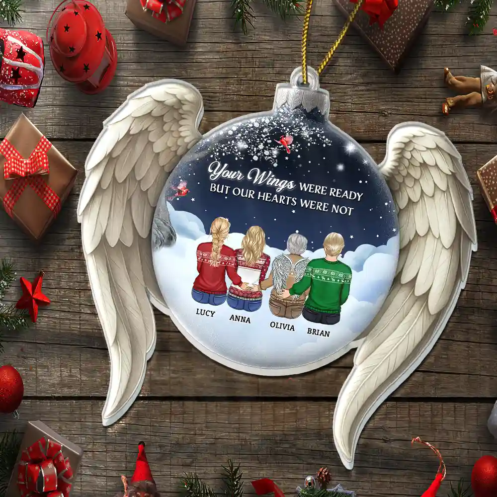 Your Wings Were Ready But Our Hearts Were Not - Personalized Custom Shaped Acrylic Ornament - Image 5