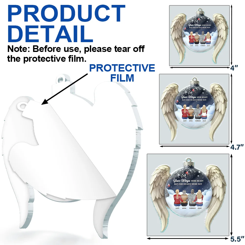 Your Wings Were Ready But Our Hearts Were Not - Personalized Custom Shaped Acrylic Ornament - Image 6
