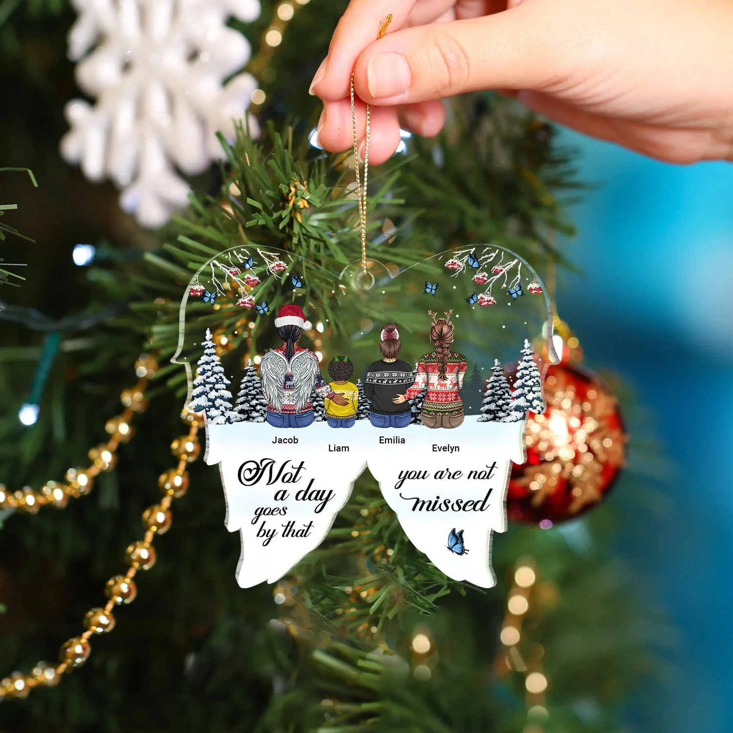 Your Wings Were Ready - Christmas, Memorial Gift - Personalized Custom Shaped Acrylic Ornament - Image 4