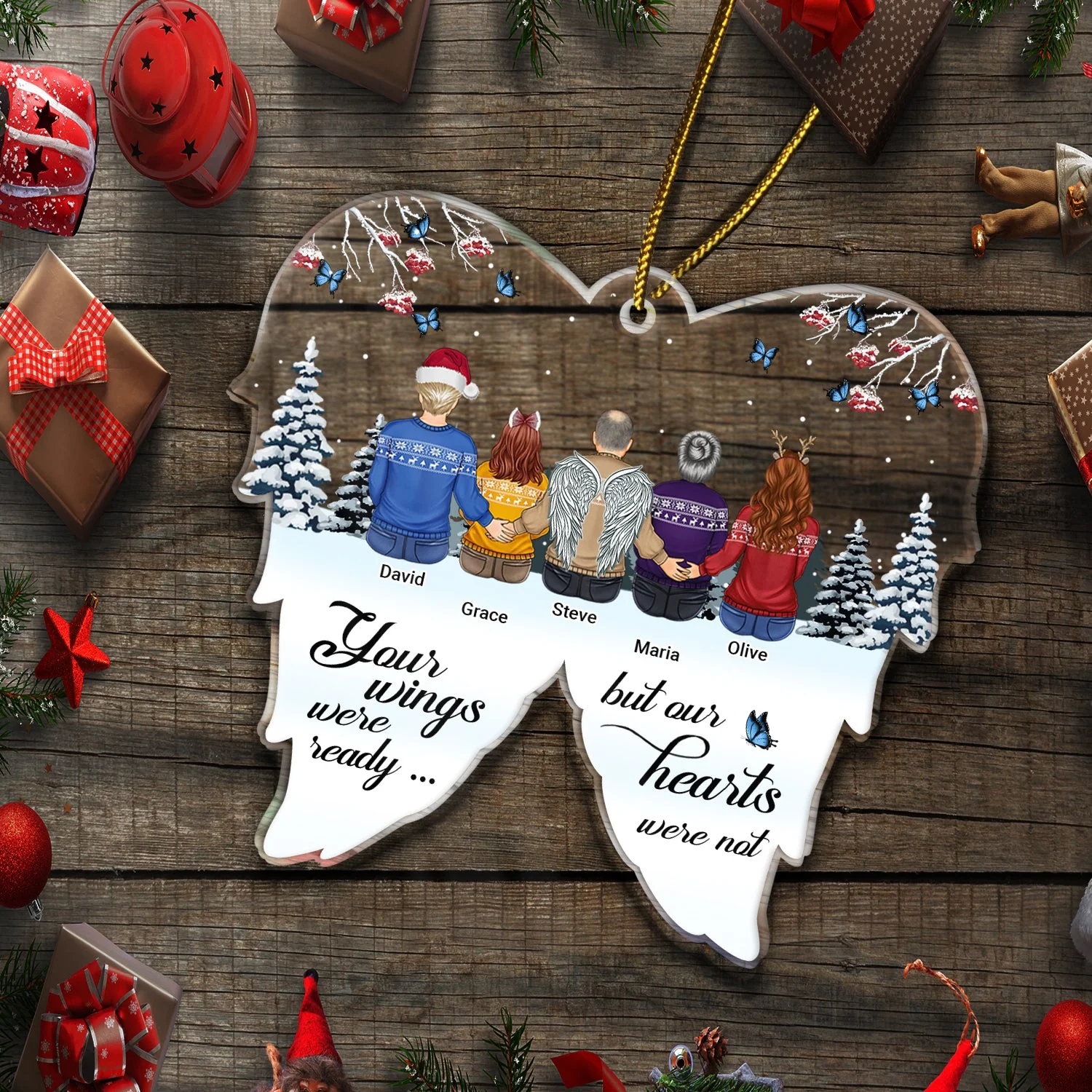 Your Wings Were Ready - Christmas, Memorial Gift - Personalized Custom Shaped Acrylic Ornament - Image 5