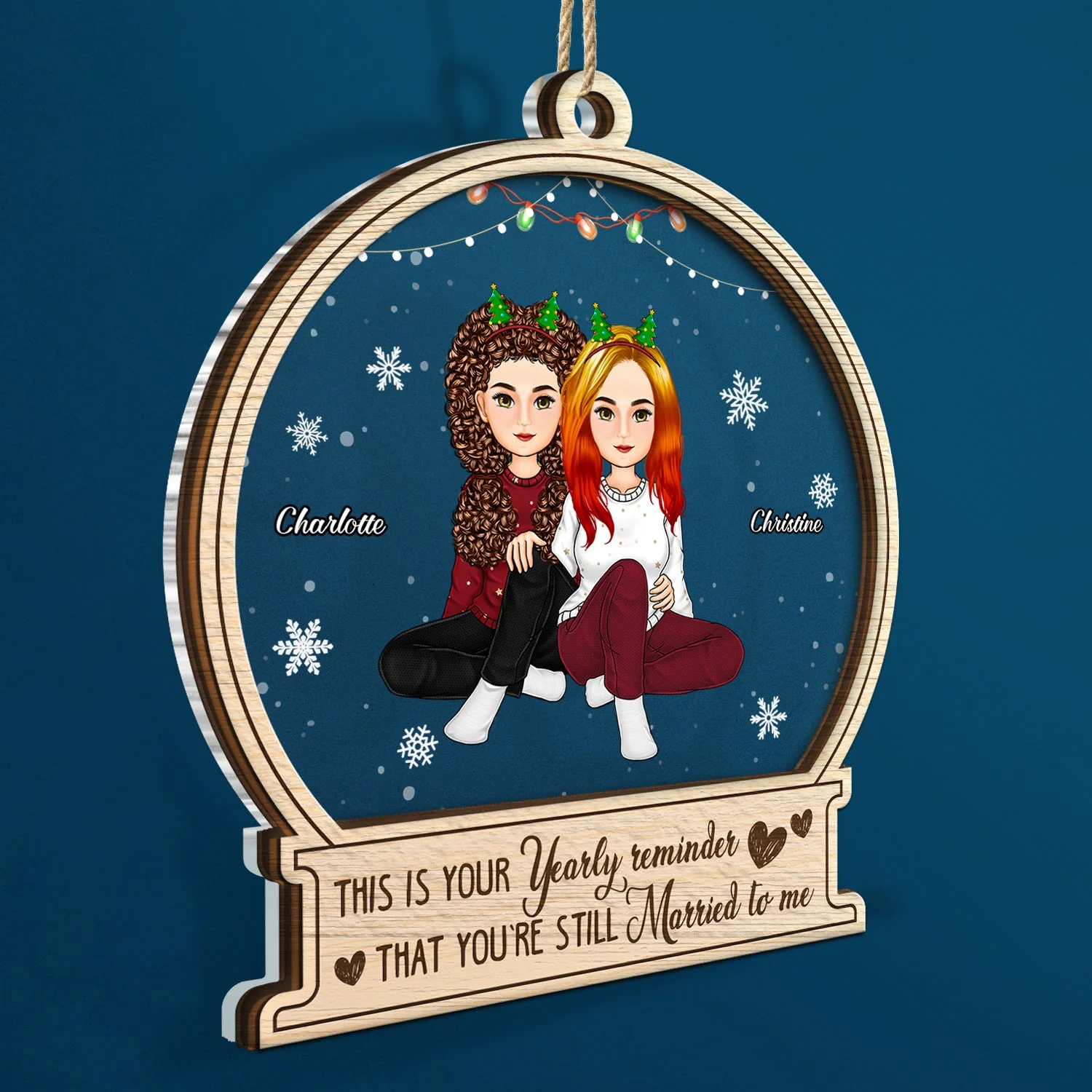 Your Yearly Reminder - Christmas Gift For Couples - Personalized 2-Layered Mix Ornament - Image 2