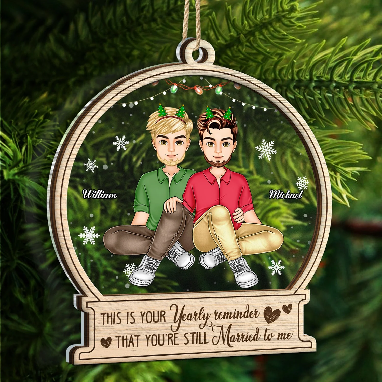 Your Yearly Reminder - Christmas Gift For Couples - Personalized 2-Layered Mix Ornament - Image 5