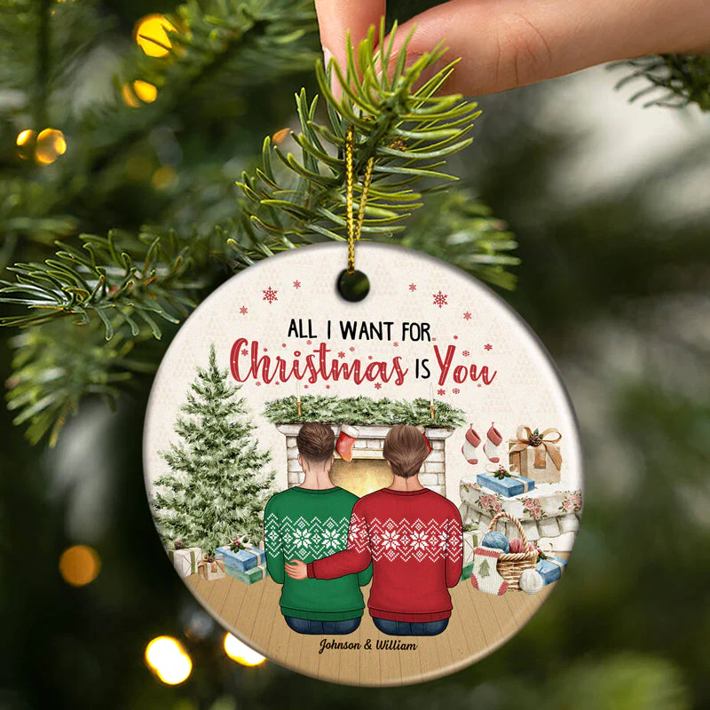 You're My Always & Forever - Christmas Gift For Couple - Personalized Custom Circle Ceramic Ornament - Image 2