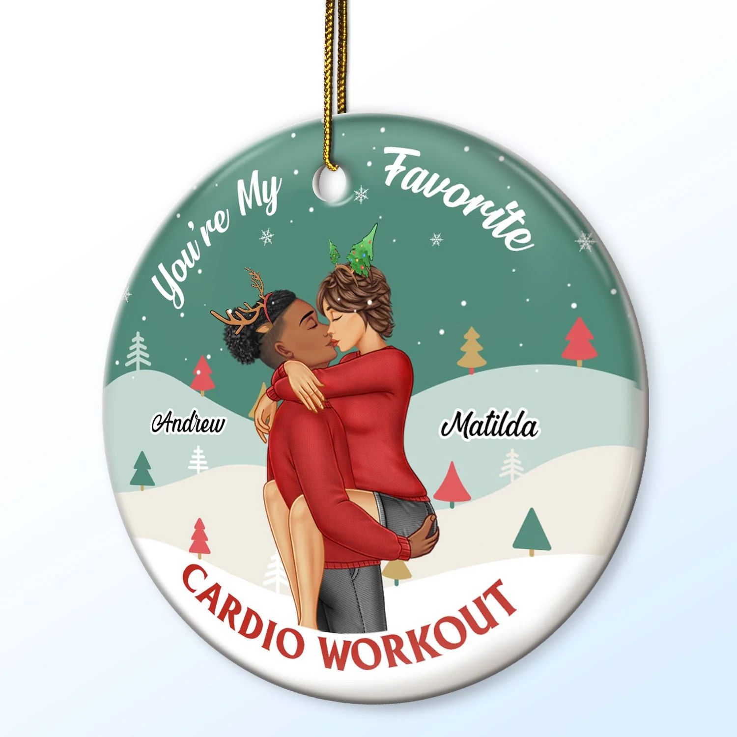 You're My Favorite Thing To Do - Christmas, Birthday, Anniversary Gift For Couple, Spouse, Husband, Wife - Personalized Circle Ceramic Ornament - Image 2
