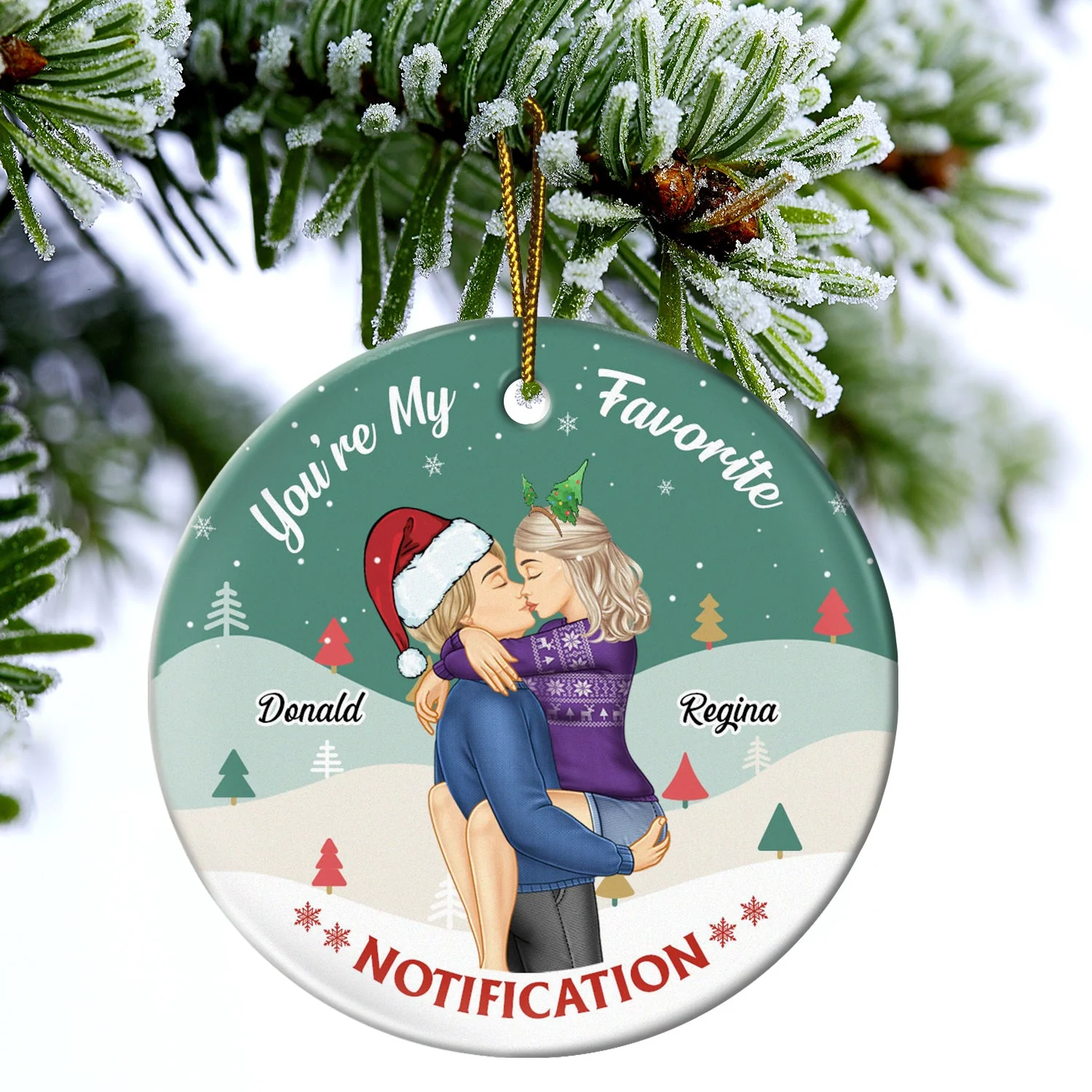 You're My Favorite Thing To Do - Christmas, Birthday, Anniversary Gift For Couple, Spouse, Husband, Wife - Personalized Circle Ceramic Ornament - Image 4