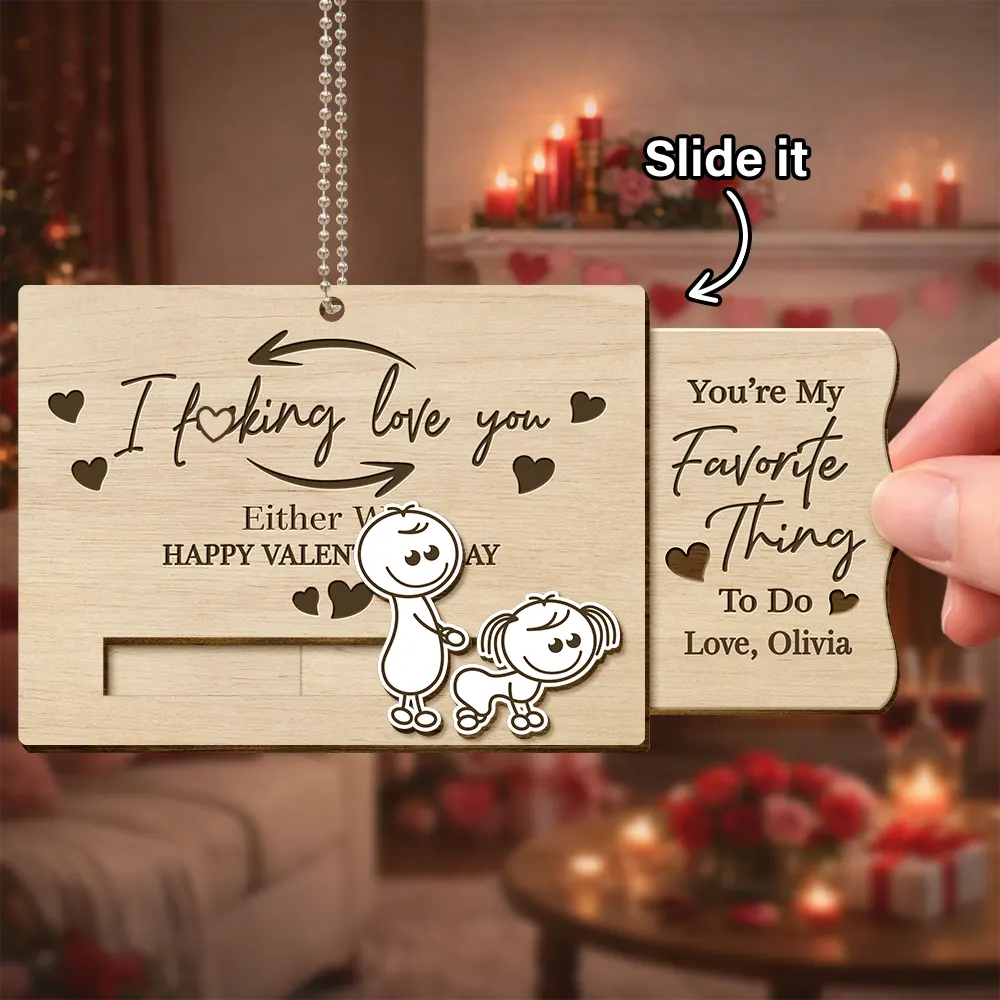 You're My Favorite Thing To Do Doggy Couple - Personalized Hanging Wooden Slide Card - Image 3