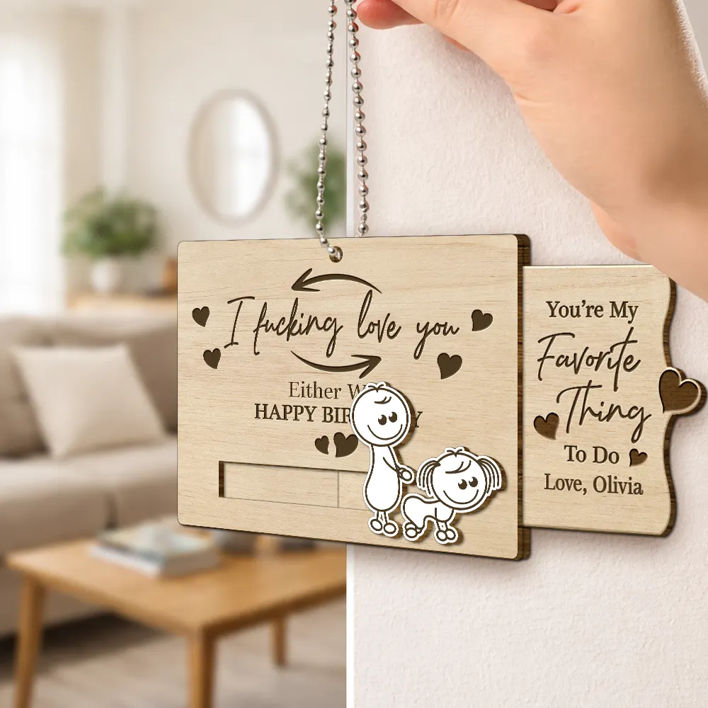 You're My Favorite Thing To Do Doggy Couple - Personalized Hanging Wooden Slide Card - Image 4