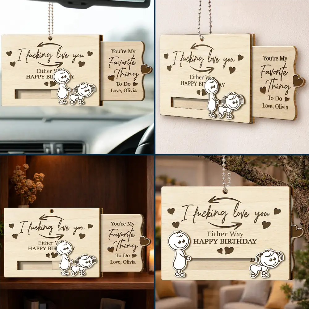 You're My Favorite Thing To Do Doggy Couple - Personalized Hanging Wooden Slide Card - Image 7