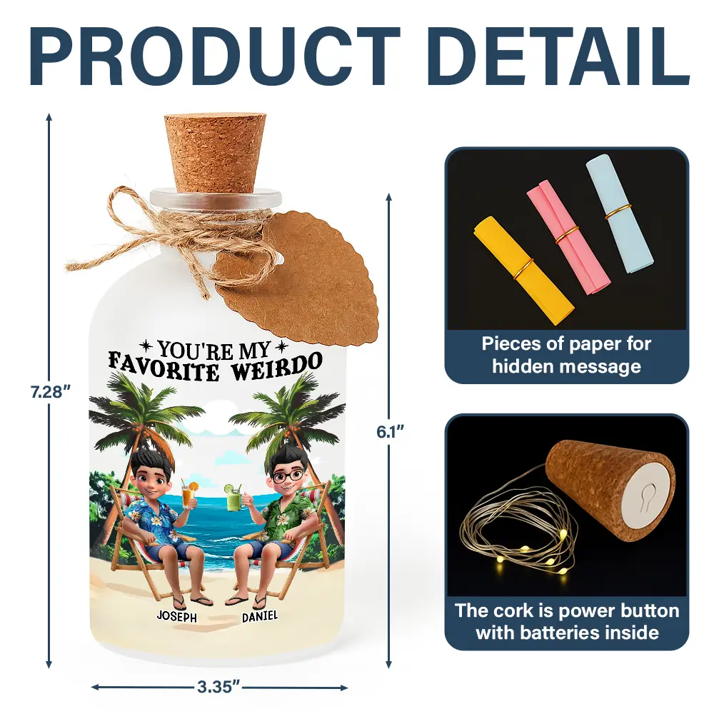 You're My Favorite Weirdo - Personalized Short Bottle Light - Image 5