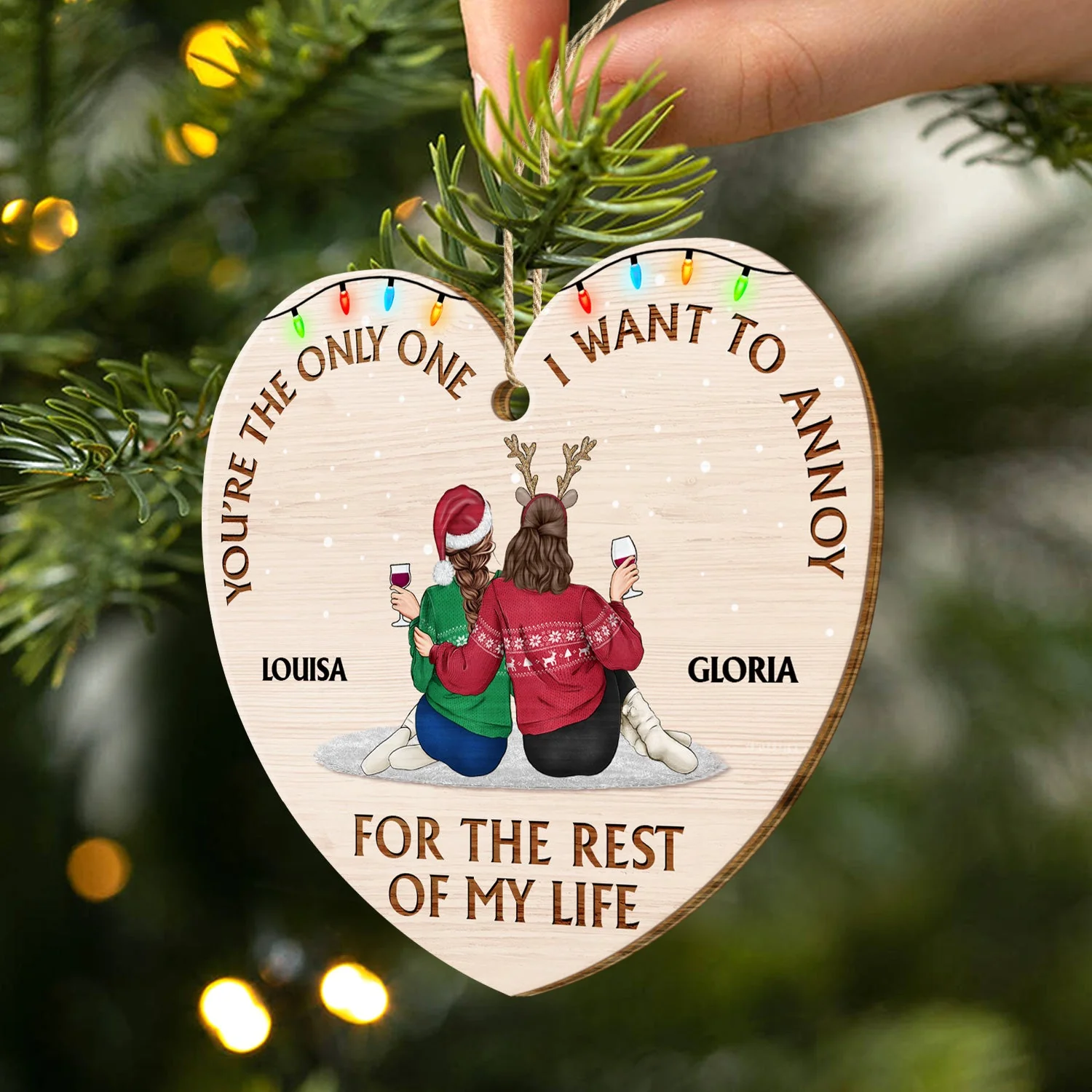 You're The Only One - Christmas Gift For Couples, Husband, Wife - Personalized Custom Shaped Wooden Ornament - Image 2