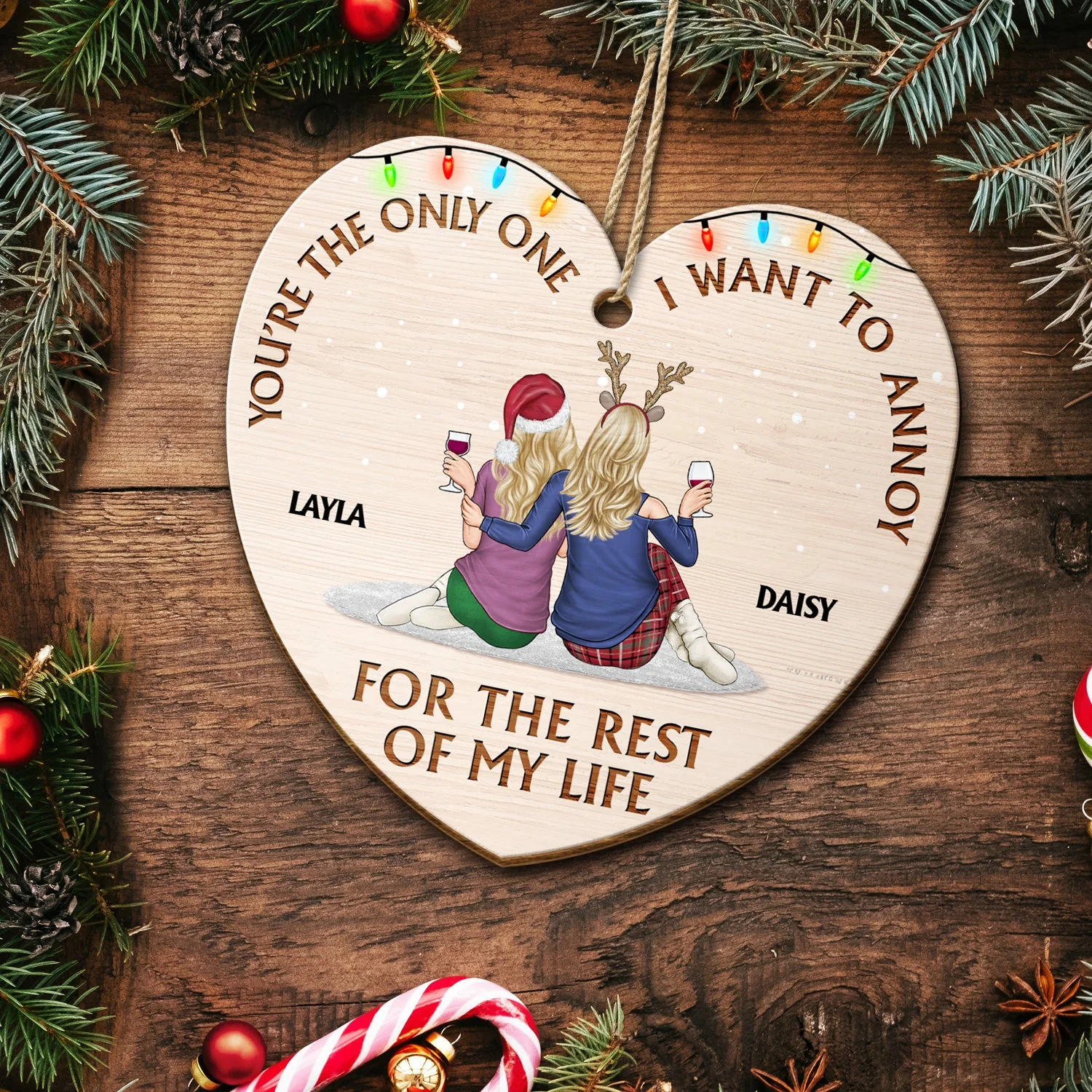 You're The Only One - Christmas Gift For Couples, Husband, Wife - Personalized Custom Shaped Wooden Ornament - Image 5