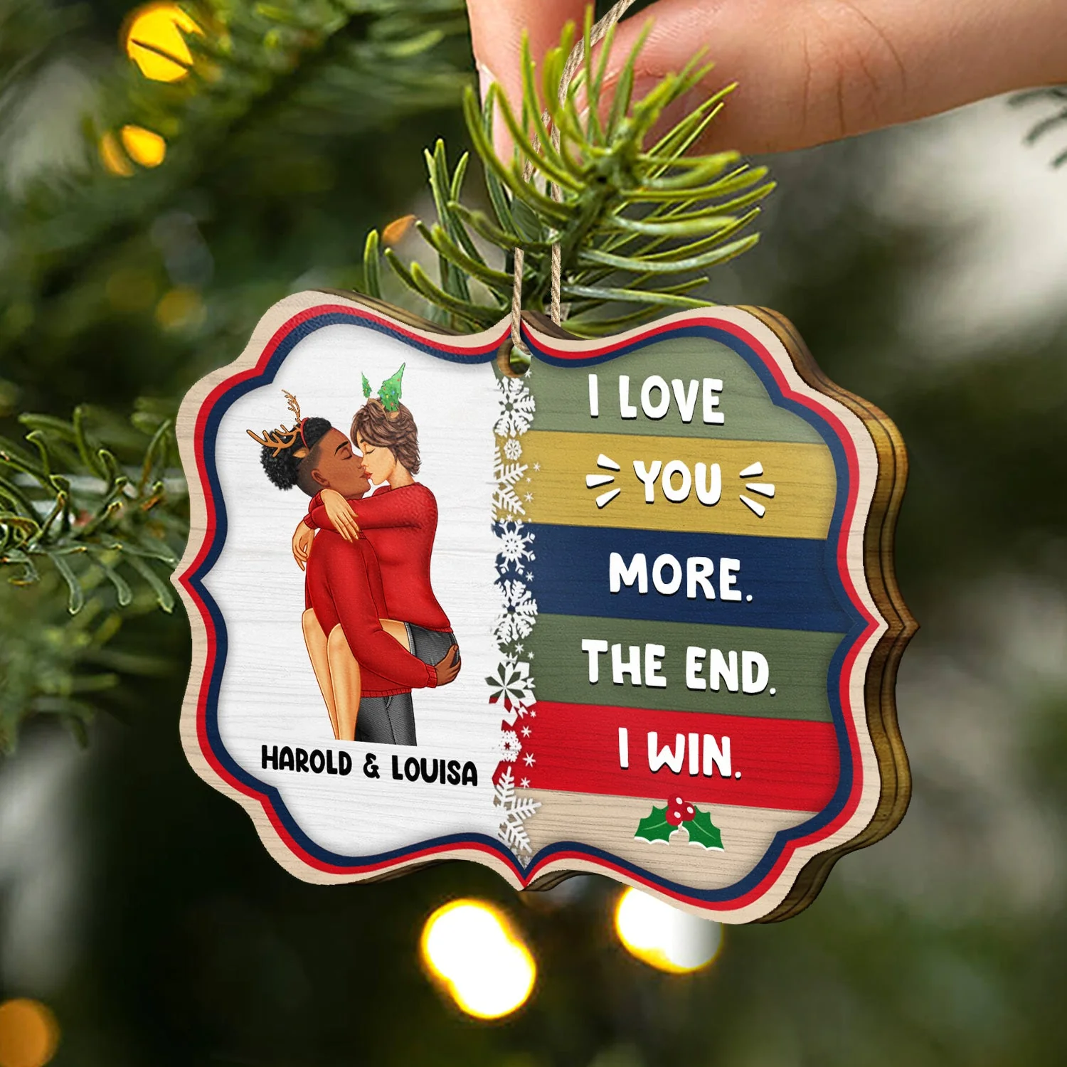 You're The Only One I Want To Annoy - Christmas, Birthday, Anniversary Gift For Couple, Spouse, Husband, Wife - Personalized Medallion Wooden Ornament - Image 2