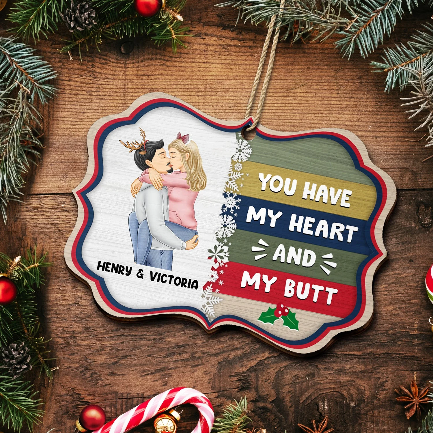 You're The Only One I Want To Annoy - Christmas, Birthday, Anniversary Gift For Couple, Spouse, Husband, Wife - Personalized Medallion Wooden Ornament - Image 5