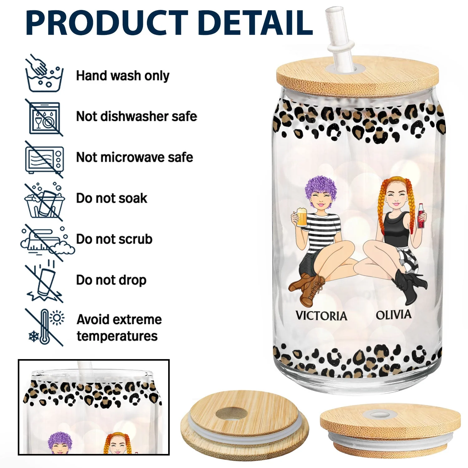 You're The She To My Nanigans - Gift For Bestie - Personalized Clear Glass Can - Image 4