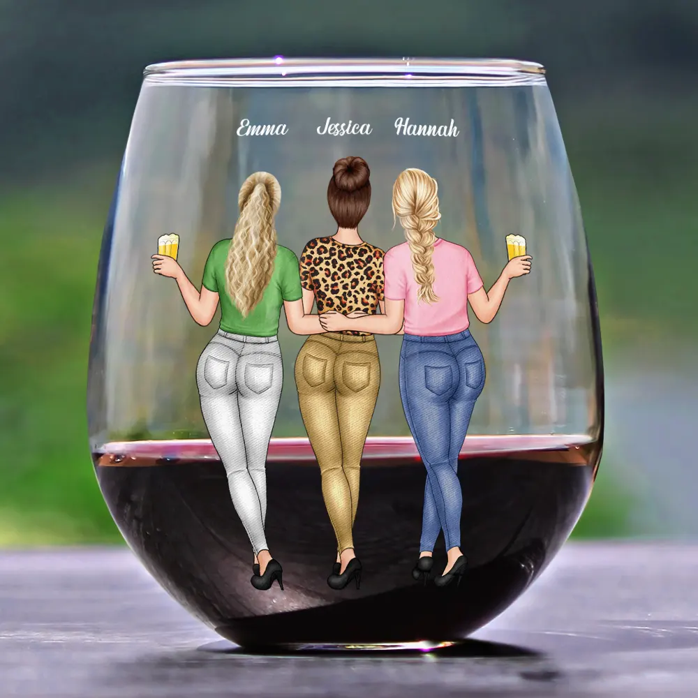 You're The Sister I Got To Choose Bestie - Personalized Stemless Wine Glass - Image 2
