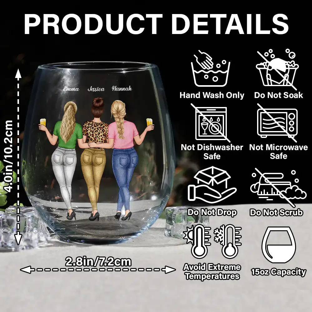 You're The Sister I Got To Choose Bestie - Personalized Stemless Wine Glass - Image 5