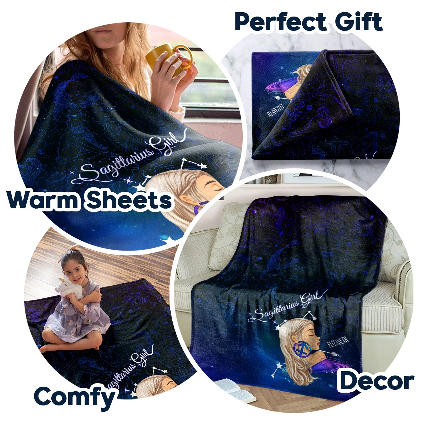 Zodiac Sign Girl - Birthday Gift For Women - Personalized Fleece Blanket - Image 5
